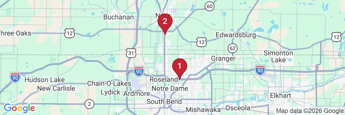 Map showing facility locations