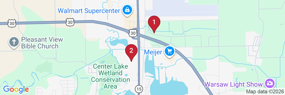 Map showing facility locations