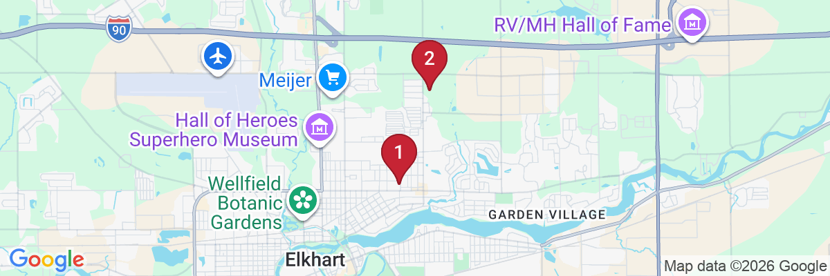 Map showing facility locations