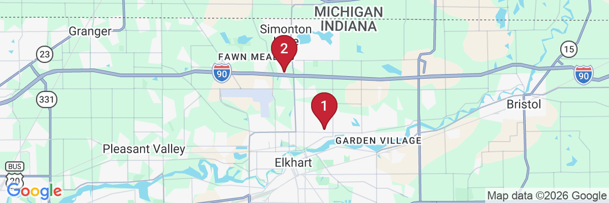 Map showing facility locations