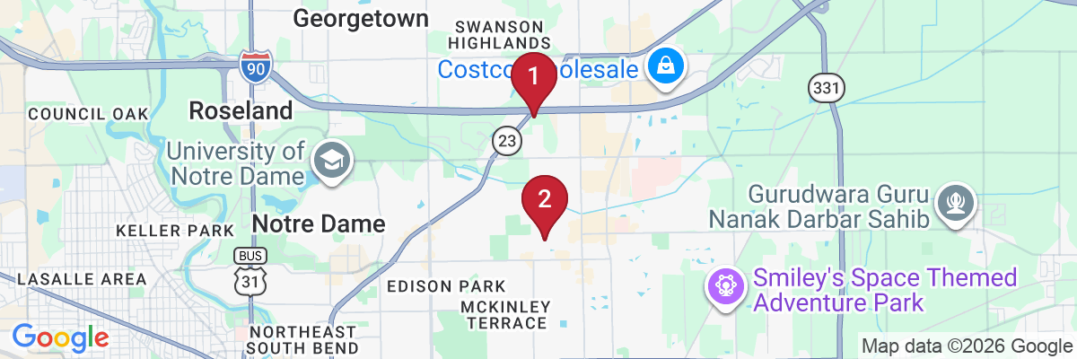 Map showing facility locations
