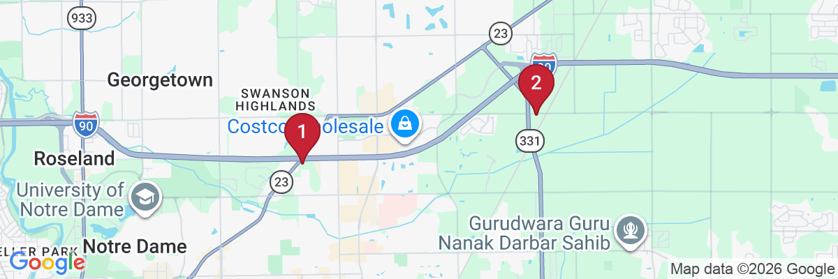 Map showing facility locations