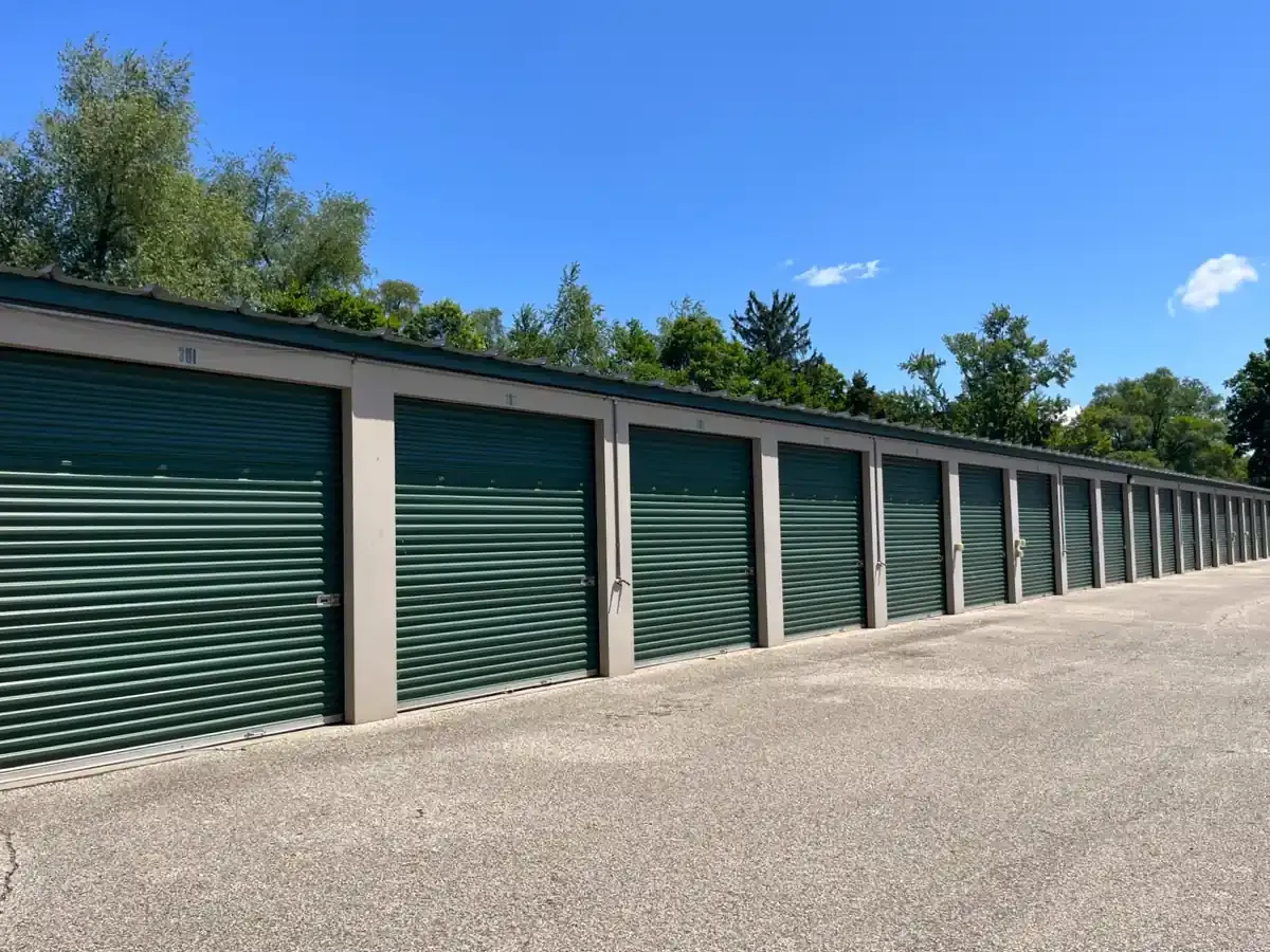 A row of storage units.